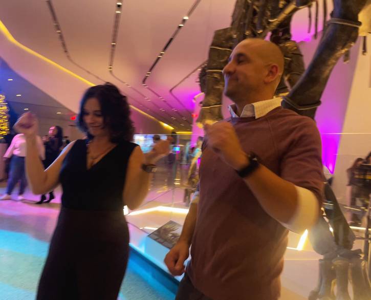 Benji and Becky say they had a blast dancing with dinosaurs.